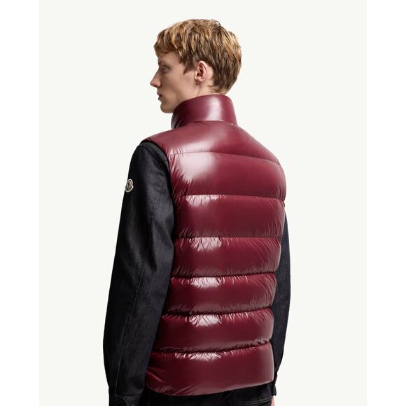 Moncler Men's Tibb Down Vest in burgundy Nylon Size 4/ XL - Picture 16 of 16